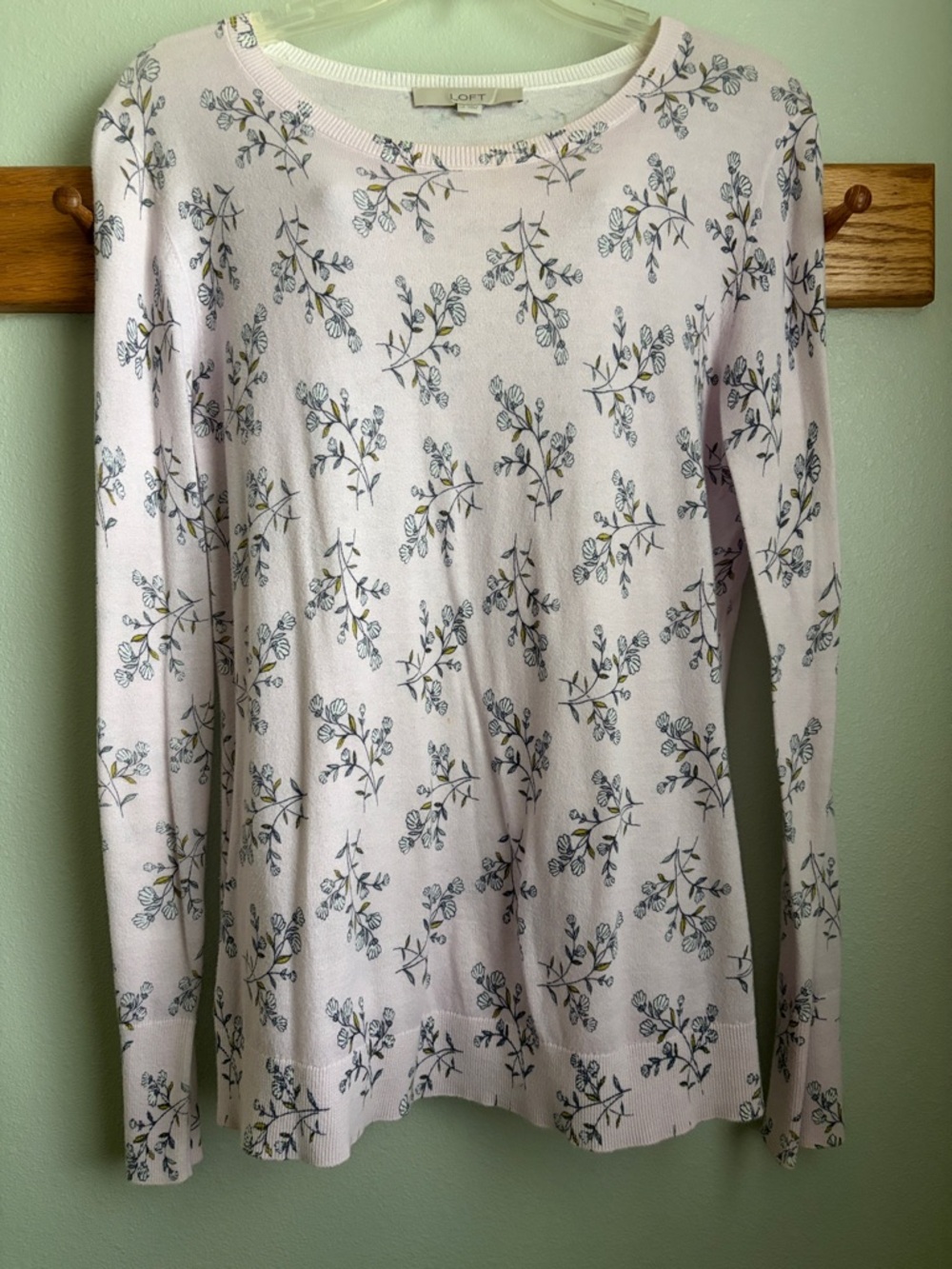 LOFT Light Pink Floral Crewneck Sweater